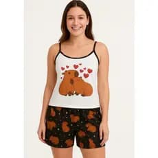 Baby doll feminino Adulto Blogueirinha Alcinha Short Dool Personagens verao pijama