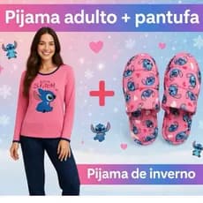 kit pijama adulto  feminino longo + pantufa pijama adulto feminino chinelo de dormir