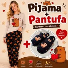 kit de pijama longo adulto + pantufa pijama de frio de inverno