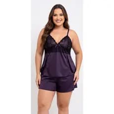 Pijama Plus Size feminino adulto baby doll alcinha sensual