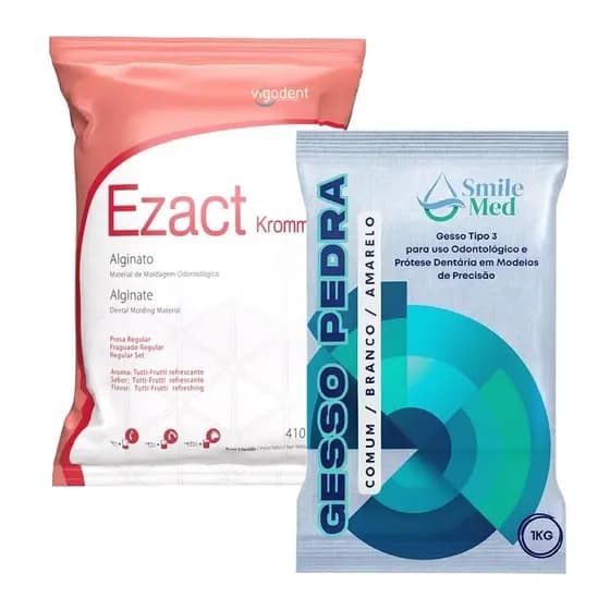 Kit Alginato Moldagem + 1 Unid Gesso Pedra Tipo 3