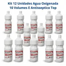 Kit 12 Unidades Agua Oxigenada 10 Volumes E Antisseptico Top