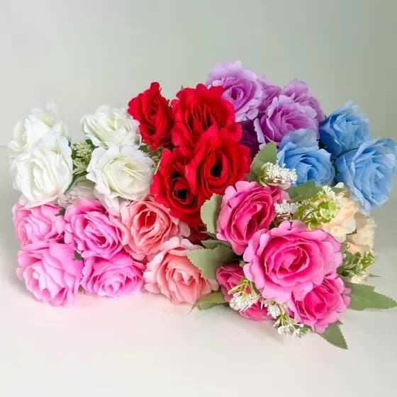 Buquê de Rosa artificial com 5 flores para festas, casamentos e decoracao A-69