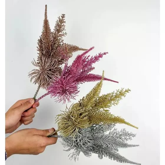 Flor Artificial Folha Árvore De Natal Glitter Decoração De Natal Presente De Ano Novo - YJN800859
