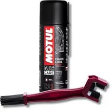 Kit Motul C2 Plus 200ml Lubrificante Corrente Moto + Escova Limpeza Relação Mc Care Chain Lube Road