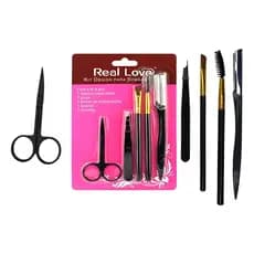 Kit Sobrancelhas Profissional Tesoura Navalha Pente Pincel Pinças