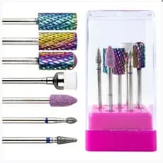 Kit Brocas unhas gel Tungstênio Cerâmica 7 Pçs Lixadeira