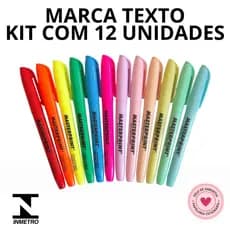 Kit 12 Cores de Marca Textos (6 Neon - 6 Pastel) Master Print Envio Imediato