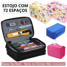 Estojo Escolar 72 Espaços Com 4 Divisórias - 72 Elásticos