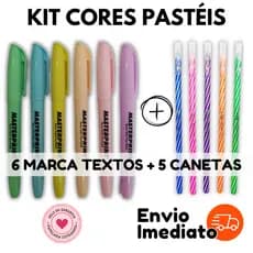 Kit Marca Texto Cores Pastel Canetas Estilo Spiro Wow Esferograficas Cis MarcaTextos