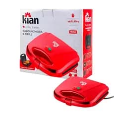 Sanduicheira Grill Torradeira Antiaderente 110v OU 220v VERMELHA