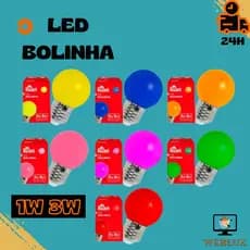 Lampada Bolinha Led 1w 3w Colorida 110v/220v Abajur Festa Decoração Lampada colorida Decorativa