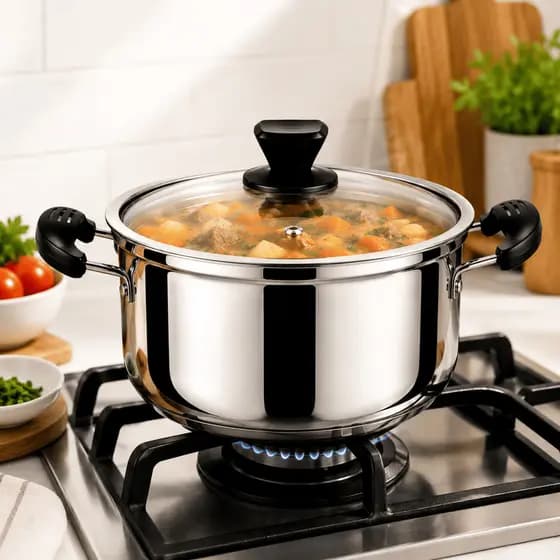 Panela Sopa Aço Inox Fundo Indução Tampa Vidro 18cm 3L e 22cm 4L Cozinha Saudável Premium CHEF D