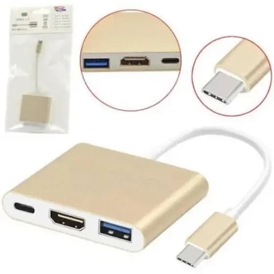 Adaptador Type-C HDTV USB 3.0 IT-BLUE LE-5573 Dourado