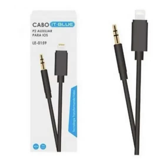 Adaptador P2 Macho x Lightning IOS 11/10.3 Auxiliar Automotivo Fone de Ouvido 1m LE-0159 It Blue