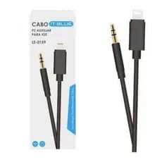 Adaptador P2 Macho x Lightning IOS 11/10.3 Auxiliar Automotivo Fone de Ouvido 1m LE-0159 It Blue