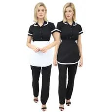 Uniforme Empregada Doméstica Camisete + Calça + Avental de Camareira - Uniforme Babá