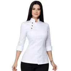 Dolmã Chef Feminina Premium 3/4 com Botões em Inox Gabardine