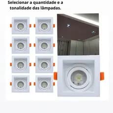 Kit Spots Embutir Recuado Quadrado MR16 Dicroica com lâmpada
