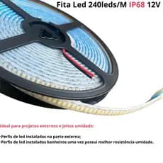 Fita LED 240 leds IP68  3000k e 6500k rolo com 5 metros 12V