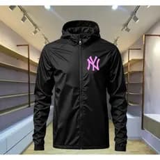 JAQUETA FEMININA CORTA VENTO PRETO ESTAMPADO NY ROSA PREMIUM