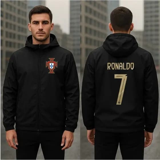 Blusa Jaqueta Corta Vento Premium 100% Microfibra Portugal CR7 Estilo Urbano Casual