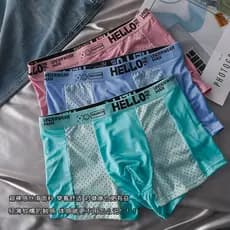 Malha respirável gelo seda Boxer masculino verão estilo fino letras dia quente legal Boxer Briefs Boxer Briefs