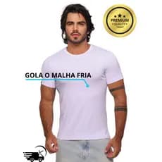 Camiseta Masculina Básica Casual Elegante Gola O Branca  Malha Fria Confortável Exclusiva Premium