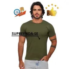 Camiseta Masculina Gola O Básica Verde Casual Confortável Malha Viscolycra  Exclusiva Premium
