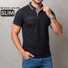 Camiseta Gola Polo Masculina Estampa Minimalista Botões Camisa Esporte Fino Casual Básica Elegante
