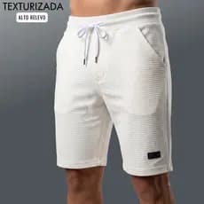 Short Mauricinho Masculino Texturizado Com Cordão Shorts Premium Casual Basico Discreto Confortavel