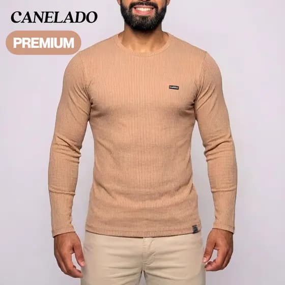 Camisa Manga Longa Masculino Canelada Masculina Texturizada Viscose Camisetas Masculinas Estilosas