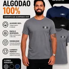 Camiseta masculina algodao 100% premium camisa gola redonda slim fit blusa estilosa