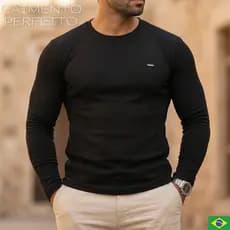 Camisa Manga Longa Masculino Preta Algodão Blusa Manga Comprida Masculina Elegante Casual Social