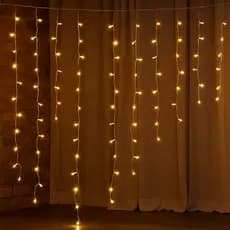 Cascata Luzes Natal 240 Leds 4,3m Pisca Pisca 127V 220V Branco Quente Decoração Natalina