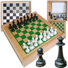 Jogo De Xadrez E Dama Tabuleiro  2x1 Brinquedo Educativo De Madeira