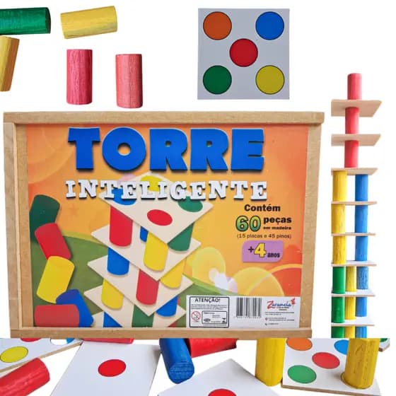 Torre Inteligente Brinquedo Educativo De Lógica E Equilíbrio