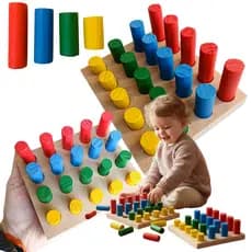 Pinos de Encaixe Coloridos Coordenação Motora e Raciocínio Lógico Brinquedo Educativo Montessori