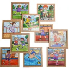 Kit Com 10 Quebra Cabeça Esportes Brinquedo Educativo