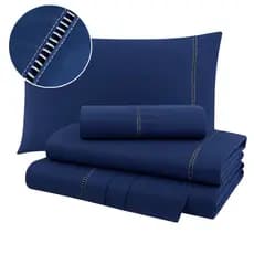 Kit Lençol 400 Fios Jogo de Cama Casal Queen Solteiro King Toque Macio Ponto Palito