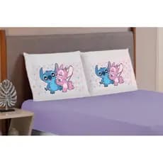 kit lençol 3 pçs estampado STITCH LOVE Queen/King