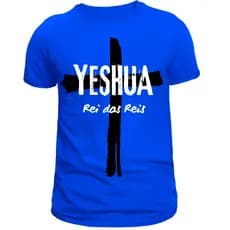 Camiseta Camisa Yeshua Moda Evangelica Crista Cruz Blusa 100% Algodão Azul Verde Envio Rapido