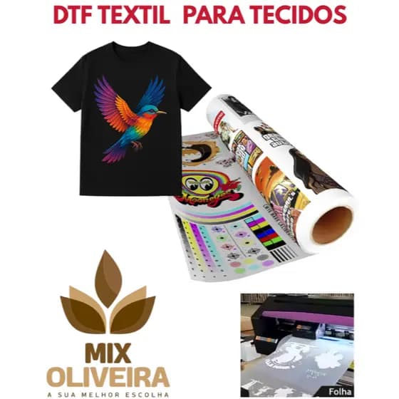 DTF textil para todos os tecidos Folha a4 e folha a3 e de 1 metro  para Tecido Tenha pronto sua Arte