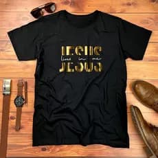 Camisa 30.1 Camiseta Masculina Jesus Lives in Me Regular Fit Algodão Premium Gospel Cristã Evangélica Premium Envio Imed