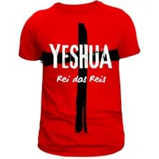 Camiseta infantil e Adulto Yeshua Cruz Gospel Crista Evangelico Blusa 100% Algodão Vermelha Azul