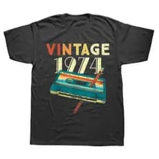 T-shirt Camiseta Camisa Unissex Estampa Vintage 1974   Confortável Casual Retrô De Algodão Algodão Envio Rapido