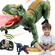 Brinquedo dinossauro Rex Controlo remoto Solta Fumaça Com Luz E Som