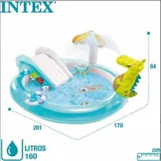 Piscina Playground Inflável Infantil Jacaré Com Chuveirinho