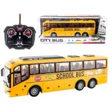 Ônibus Escolar Com Luz 4CH Carrinho Com Controle Remoto Bateria Recarregável