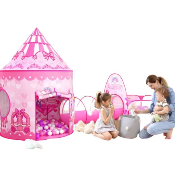 Barraca Rosa Infantil 3 em 1- Unicórnio castelo da princesa